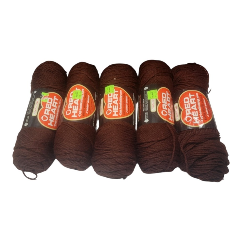 Vintage Red Heart 4 Ply Handknitting Yarn Wood Brown 360 Acrylic 3.5 oz Skein